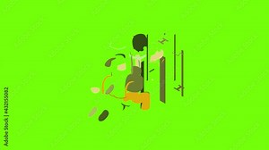 Builder welder icon animation cartoon object on green screen background