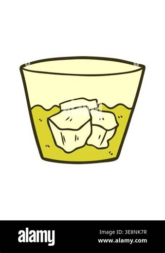changing color animation of cartoon whisky in glass