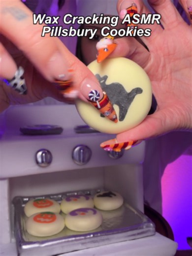 how i made it on: @notkittyasmr Kittyween Day 8! Pillsbury Halloween Cookies Wax Cracking Clay Cookies #kittyasmr #asmr