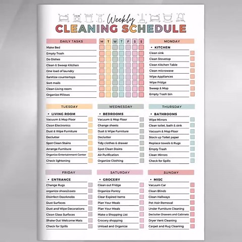 2pcs Adhd Cleaning Planner for Adults Women Teens Adhd Cleaning and Organizing Planner Cleaning Schedule and Checklist Notebook List Daily Weekly Monthly for Home Chore Chart Adhd Daily Planner
