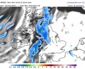 A weather front will cross the country tomorrow bringing a spell of rain to places. Some moderate to heavy bursts possible. Animation below highlights those areas. | CW Weather