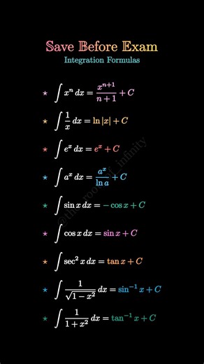 Save Before Exam! Most Important integration Formula in 15 Seconds #maths #explore #exam #save #math