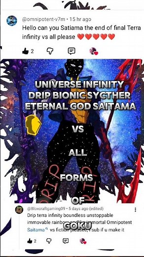 Universe Infinity drip bionic sycther enternal god Saitama vs Goku all forms#shorts