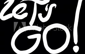 Let's Go doodle lettering on a black screen. Stock animation with a fun call to action. 4k with alpha channel.