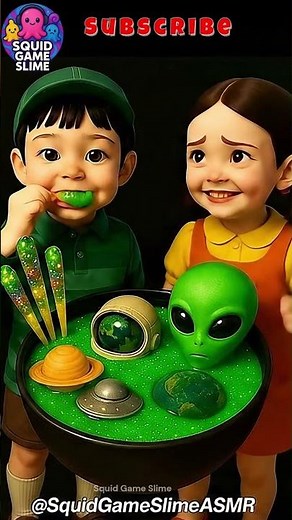 Squid Game Meets Galaxy Slime World! What’s Floating Inside? 🌌👾#squidgame #amsr