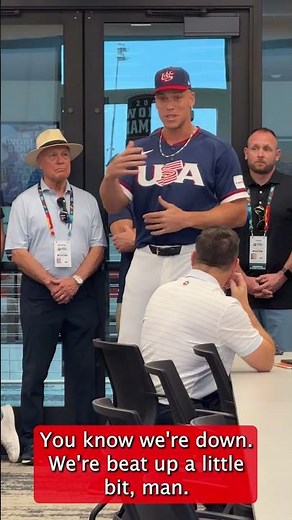 Captain America! Aaron Judge makes a speech to Team USA ahead of the World Baseball Classic