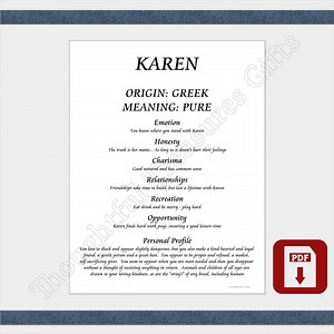 Karen - First Name Meaning PDF File - Etsy Australia