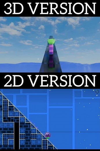 3D Version Vs 2D Version In Geometry Dash!