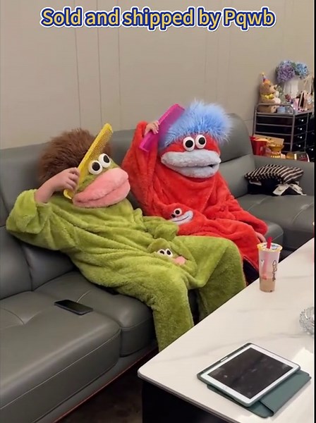 Big Mouth Monster Onesie, Silly Wearable Onesie with Shoes and Comb, Funny Monster Jumpsuit for Adults