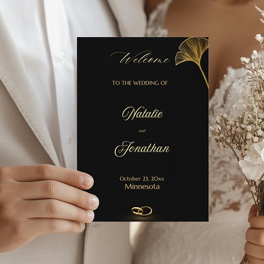 Editable Black and Gold Wedding Program Template, Elegant Ceremony Program, Folded Back-to-back Order of Service, Printable Order of Service - Etsy Canada