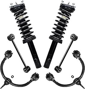 Detroit Axle - 6pc Front End Suspension Kit for 05-10 Jeep Commander Grand Cherokee, Struts & Coil Spring Upper Control Arms w/Ball Joint Sway Bars 2005 2006 2007 2008 2009 2010 Replacement