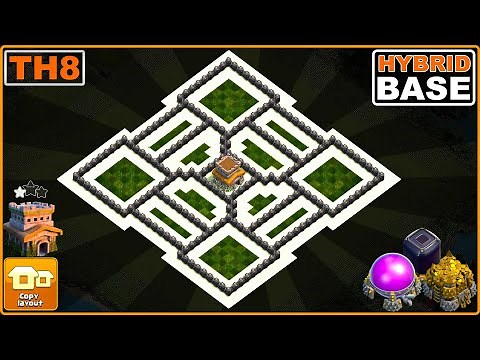 NEW BEST! TH8 Hybrid Base [DEFENCE] 2023 COPY LINK | COC Town Hall 8 Trophy Base