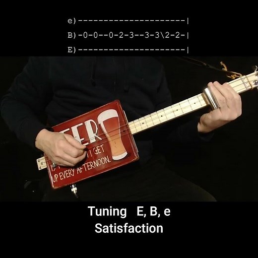 Satisfaction - Easy Rolling Stones lick - 3 string Cigar Box Guitar No Chat Lesson w tab (beginner)