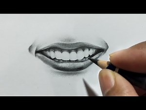 Smiling face sketch/Smiling face with teeth pencil drawing for beginners/teeth sketch