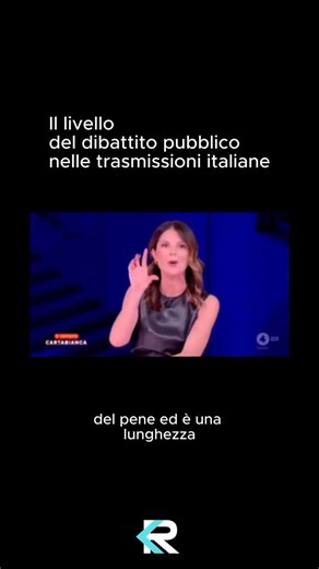 (h)Omo Sapiens on Instagram: "Questo è il livello del dibattito pubblico nelle trasmissioni italiane. Non si tratta di un programma trash, non si tratta di un film comico anni 80, ma si tratta di una trasmissione televisiva che parla di politica. O almeno così pensavamo. A quanto pare a @esemprecartabianca si parla anche delle dimensioni del pene di persone defunte utilizzando questo macabro argomento per fare bodyshaming sui politici del panorama contemporaneo. La televisione italiana ha un gra