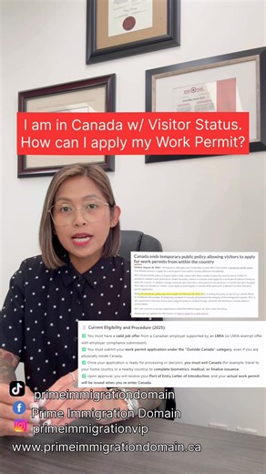 🎥 In this video, we’ll discuss whether you can still apply for a Work Permit via an “Outside Canada” application, even if you are currently inside Canada. 🇨🇦 As of now, the temporary public policy allowing visitors to apply for a work permit within Canada has officially expired. 👉 This means that if you are holding a visitor status, you can no longer apply for a work permit from inside Canada. 🧾 Current Eligibility and Procedure (2025): ✅ You must have a valid job offer from a Canadian empl