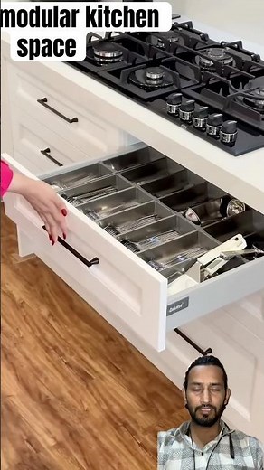 Modular Kitchen with Crockery Unit & Inner Tech Basket 😍 | Modern Kitchen Design #homekitchen