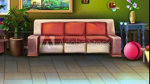 Red tabby cat runs around the room HD animation