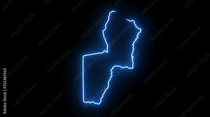 Animated map of General Santos in the Philippines with a glowing neon effect