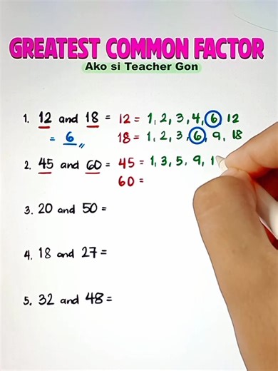 Greatest Common Factor‼️ #basicmath #mathematics #teachergon #GCF #greatestcommonfactor | Ako si Teacher Gon