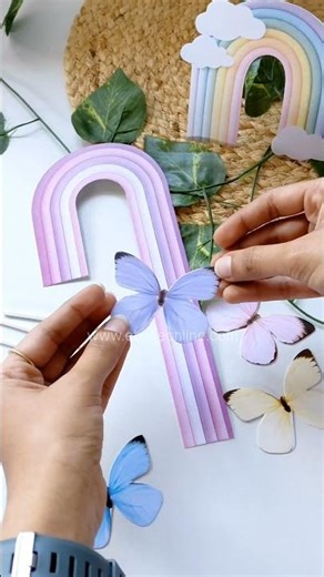 Paper Butterflies & Rainbow Set Cake Decoration for Easy Cake Decorating