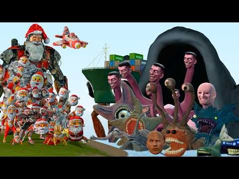 All New Sea Monster Creatures Vs All Goo Goo GaGa Family in Garry's Mod