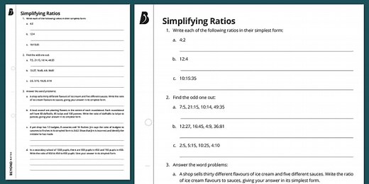 Simplifying Ratios Worksheet