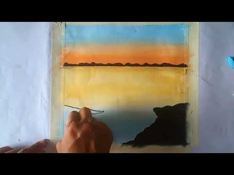 "Beautiful Sunset Landscape Painting | Easy Acrylic/Pastel Scenery Art" 🎨 #scenery #LandscapeArt