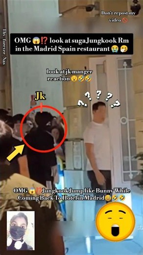 OMG 😱⁉️ look at suga Jungkook Rm in the Madrid Spain restaurants😭🤧look at jk manger reaction 😧🤣🤣#bts