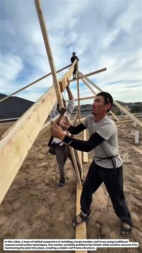 Traditional Roof Frame Installation by Hand | Skilled Carpenters at Work.
