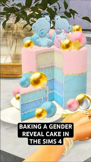 Baking a Gender Reveal Cake in the Sims 4 | Somik and Severinka Recipes | Sims 4 Food Mods #sims4