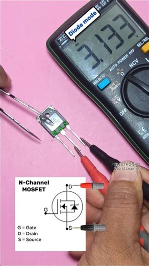 How to test Negative Channel MOSFET in normal condition using digital multitester in diode mode.