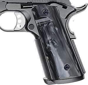 Guuun 1911 Magwell Grips High Polished Synthetic Pearl Resin Ambi Safety Cut