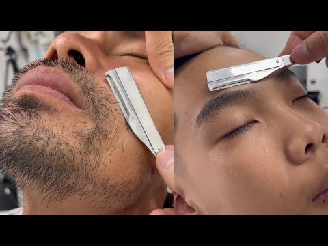 ASMR SHAVING FOR A GOOD SLEEP 🧐 ひげや顔の毛を剃って完全にリラックスしましょう 🙄 완벽한 휴식을 위해 수염과 얼굴 털을 면도하세요