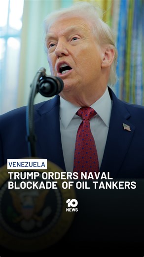 10 News on Instagram: "Donald Trump has ordered a total blockade of sanctioned oil tankers entering and leaving Venezuela, dramatically escalating pressure on President Nicolás Maduro. The move follows the recent US seizure of a Venezuelan tanker carrying around two million barrels of crude and a surge in American military activity in the region. Washington says the crackdown targets oil revenues allegedly funding crime, while Caracas has condemned it as an illegal act of piracy and aggression.