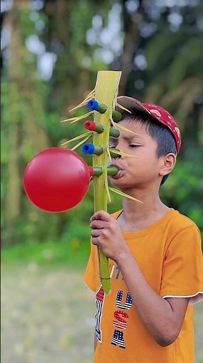 Creative Homemade Bamboo Palm Stick Toys with Balloon #art #amazing