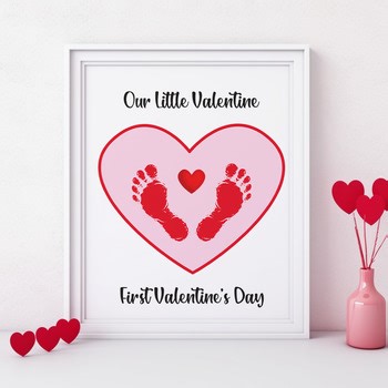 Valentines Handprint Craft | Baby Footprint Art |  Valentines Day Activities