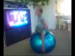 He bouncing on Big Blue Hopper Ball