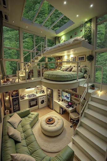 🌿 Dreamy Forest Loft Apartment Tour | Cozy Multi-Level Nature Home ✨