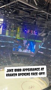 Seahawks WR Jake Bobo, from North Andover, Massachusetts, donned a @seattlekraken jersey and led the surge before the opening puck drop of the Kraken 7-4 win over the Boston Bruins! . . @iheartradio #iheartradio | 93.3 KJR Seattle Sports