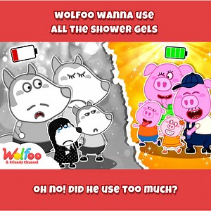 No no Wolfoo! You're using too much shower gel 💛💚♥💙 #WOANETWORK #Wolfooseries #Wolfoo #cartoonforkids | Wolfoo Series