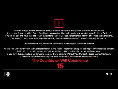 Unused Nintendo Switch 2 Anti Piracy Screen Concept