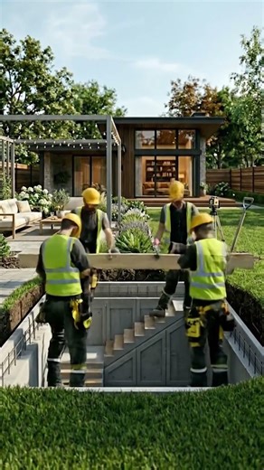 I Built a Secret Underground Base in My Backyard 😳#construction #timelapse #deserthouse