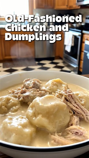 🥘🍗✨ Old Fashioned Chicken and Dumplings (Classic & Cozy) This old fashioned chicken and dumplings is the definition of comfort — tender chicken simmered in a rich, savory broth with soft, pillowy dumplings cooked the traditional way. No shortcuts. No fancy tricks. Just real, homemade comfort food like grandma used to make. Creamy, hearty, cozy — and PERFECT for cold days 😍🔥 ⏱️ Recipe Details Prep Time: 15 minutes Cook Time: 35–40 minutes Total Time: 50–55 minutes Servings: 4–6 🍗 Ingredients