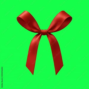 Elegant red bow animation, transparent 4K video, green screen