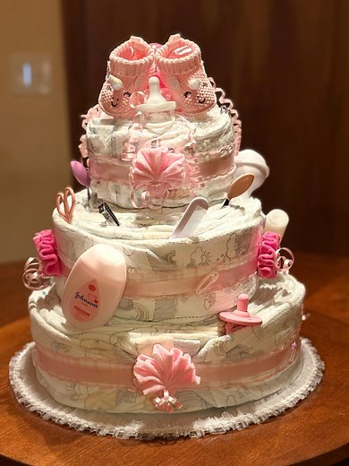Pink Diaper Cake - Etsy