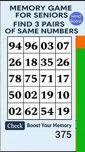 Brain Game for Seniors – Fun & Easy Challenge | Match the Numbers