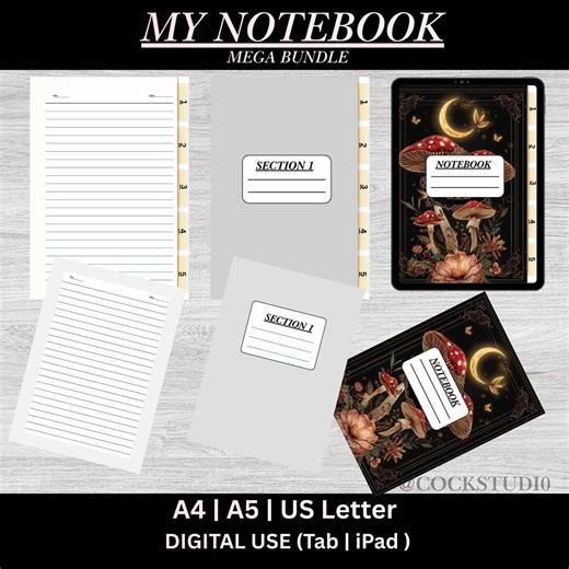 Hyperlinked Digital Notebook – Printable Planner Bundle, A4 A5 US Letter (digital Download) - Etsy