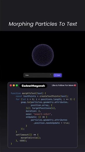 Morphing particles To text📌#coding #programming #design #frontend #shorts #youtube #html #javascript