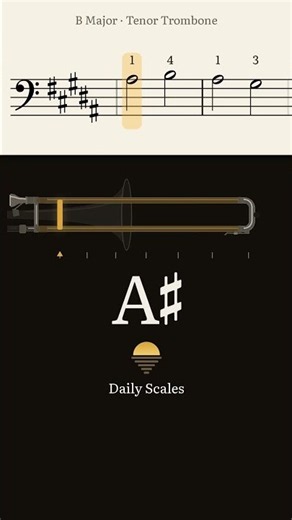 B Major Scale · Tenor Trombone Slide Positions #Shorts